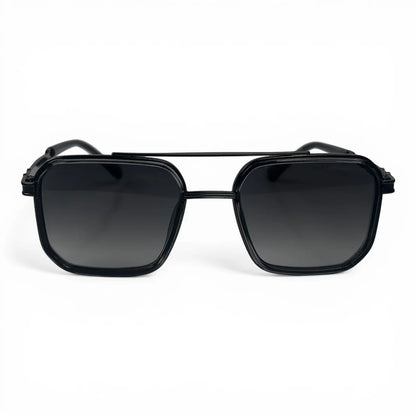 The Caden Square sunglasses in Black with Gray Gradient lenses, straight front view