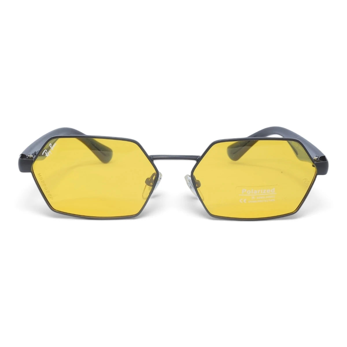 U&EYE The Caelum hexagonal polarized sunglasses in Black / Yellow — front view