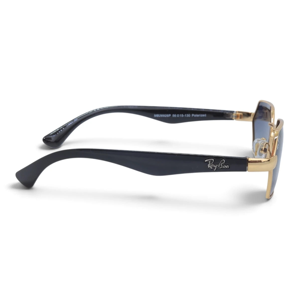 U&EYE The Caelum hexagonal polarized sunglasses in Gold / Blue Gradient — side view