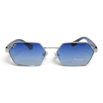 U&EYE The Caelum hexagonal polarized sunglasses in Silver / Blue Gradient — front view
