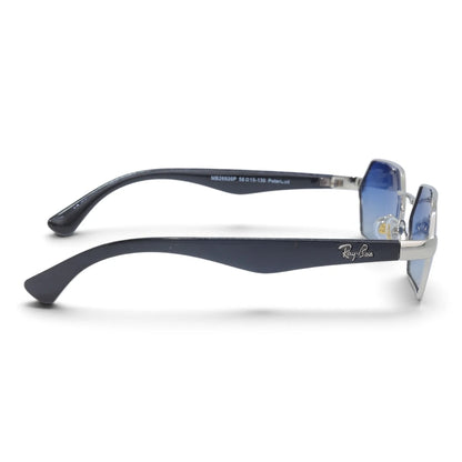 U&EYE The Caelum hexagonal polarized sunglasses in Silver / Blue Gradient — side view
