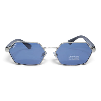 U&EYE The Caelum hexagonal polarized sunglasses in Silver / Blue — front view