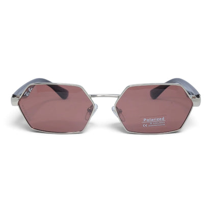 U&EYE The Caelum hexagonal polarized sunglasses in Silver / Rose — front view