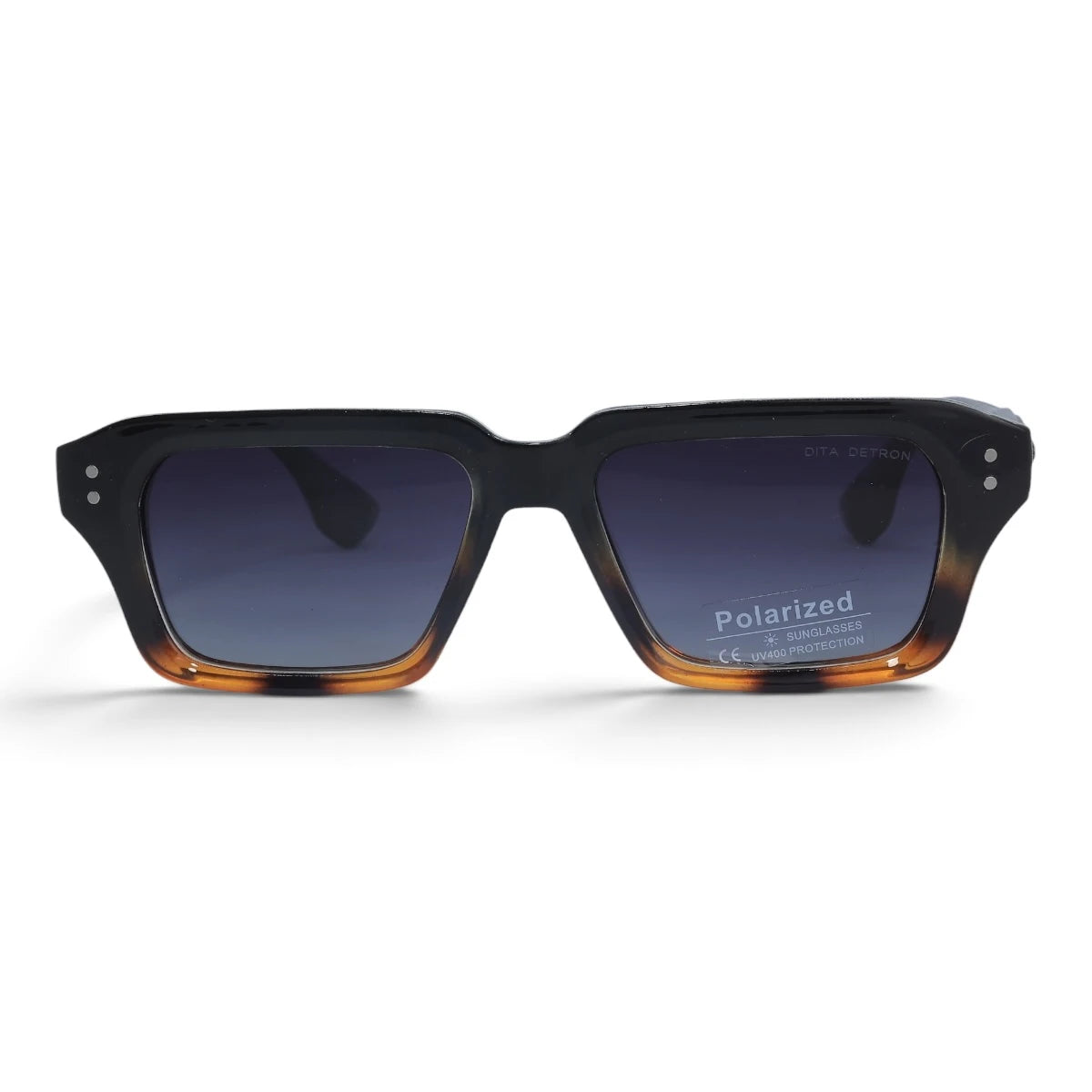 U&EYE The Caspian square polarized sunglasses in Black-Amber Ombré / Violet-Blue Gradient — front view