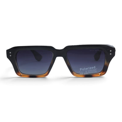 U&EYE The Caspian square polarized sunglasses in Black-Amber Ombré / Violet-Blue Gradient — front view