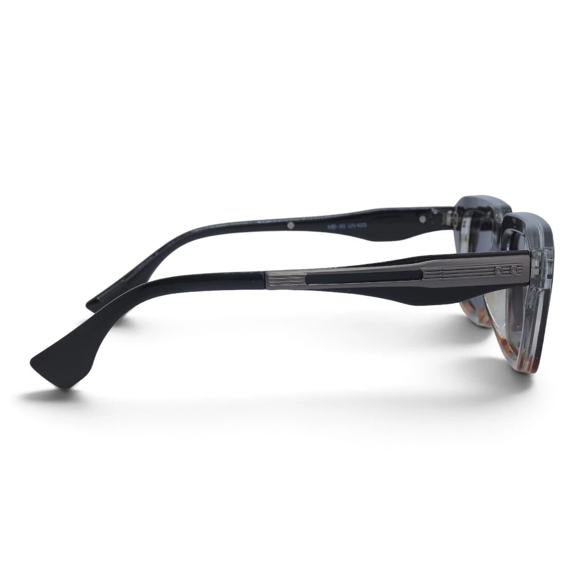 U&EYE The Caspian square polarized sunglasses in Black-Amber Ombré / Violet-Blue Gradient — side view