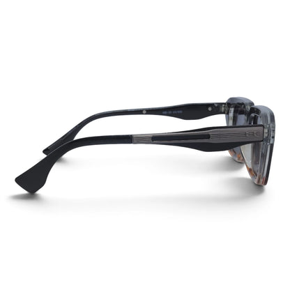 U&EYE The Caspian square polarized sunglasses in Black-Amber Ombré / Violet-Blue Gradient — side view