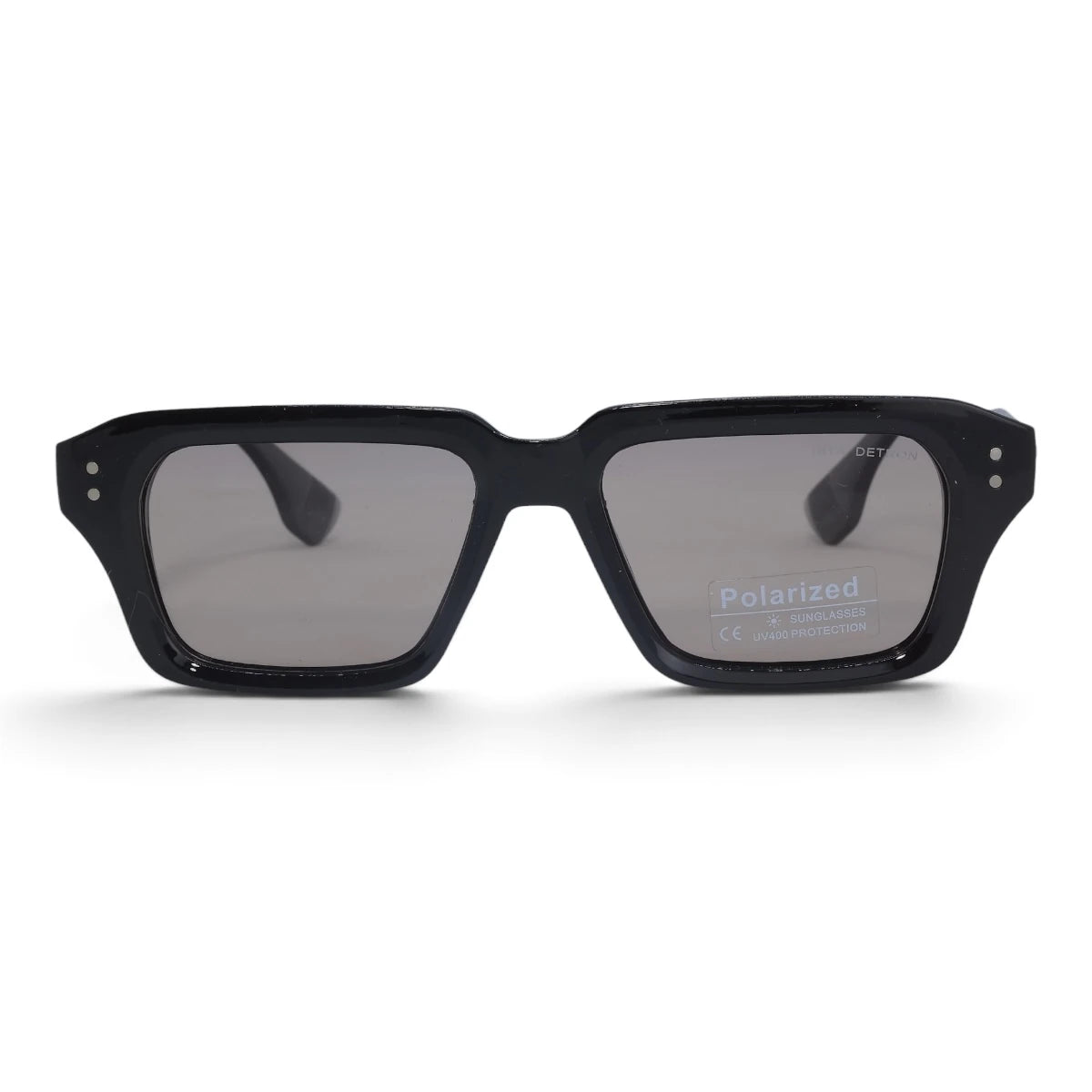 U&EYE The Caspian square polarized sunglasses in Black / Silver Mirror — front view