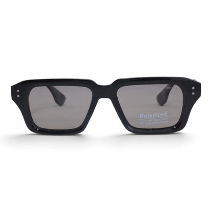 U&EYE The Caspian square polarized sunglasses in Black / Silver Mirror — front view