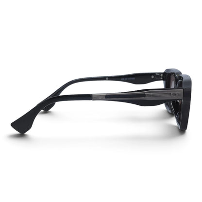 U&EYE The Caspian square polarized sunglasses in Black / Silver Mirror — side view