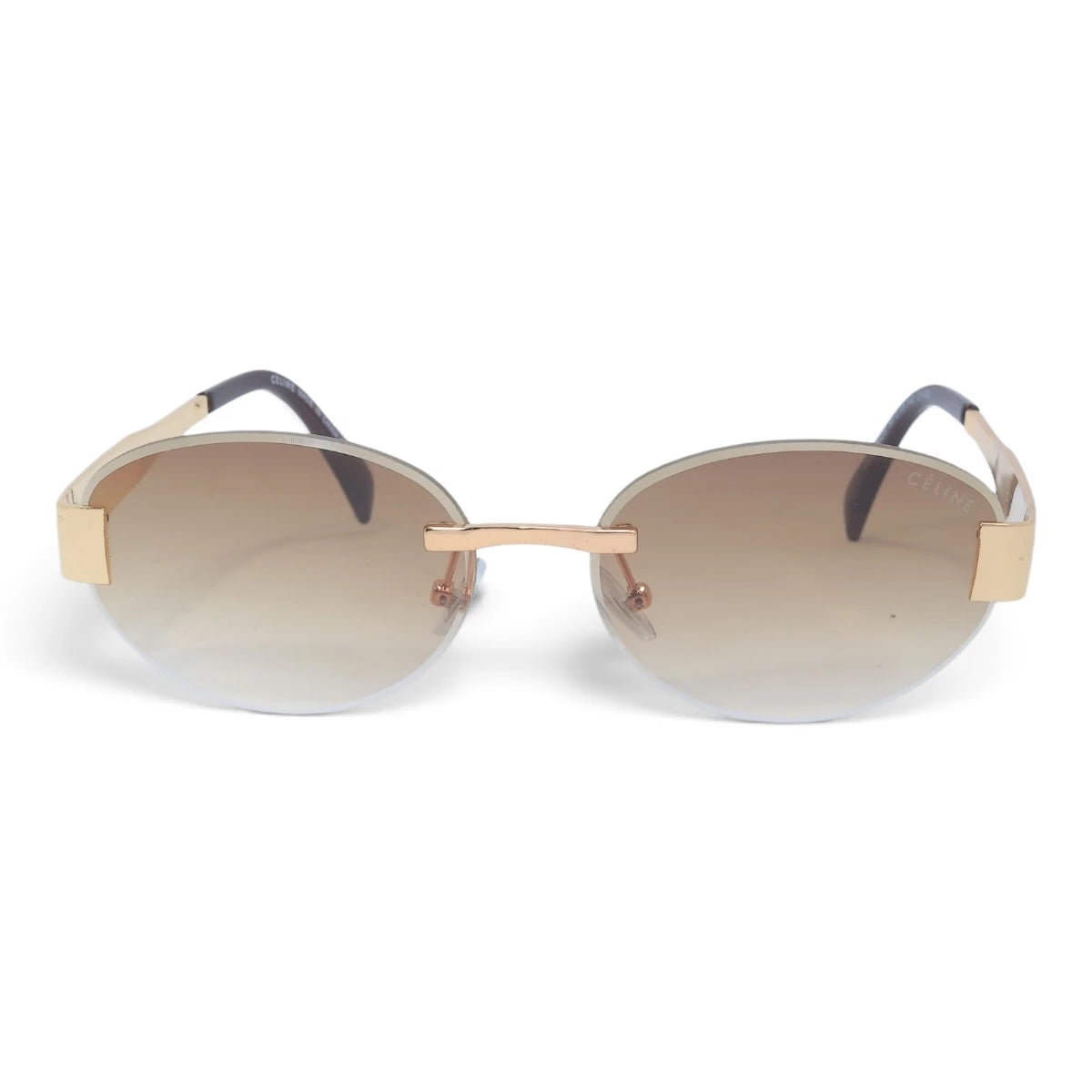 U&EYE The Celeste rimless oval sunglasses in Gold / Brown Gradient — front view