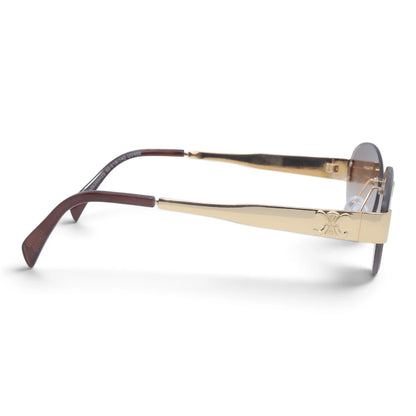 U&EYE The Celeste rimless oval sunglasses in Gold / Brown Gradient — side view