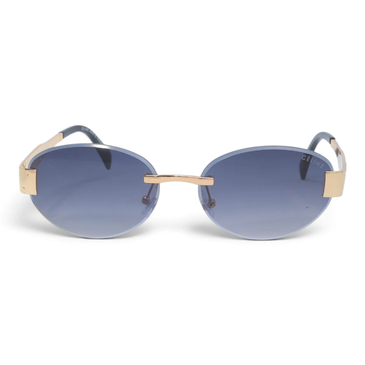 U&EYE The Celeste rimless oval sunglasses in Gold / Violet-Blue Gradient — front view