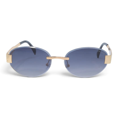 U&EYE The Celeste rimless oval sunglasses in Gold / Violet-Blue Gradient — front view