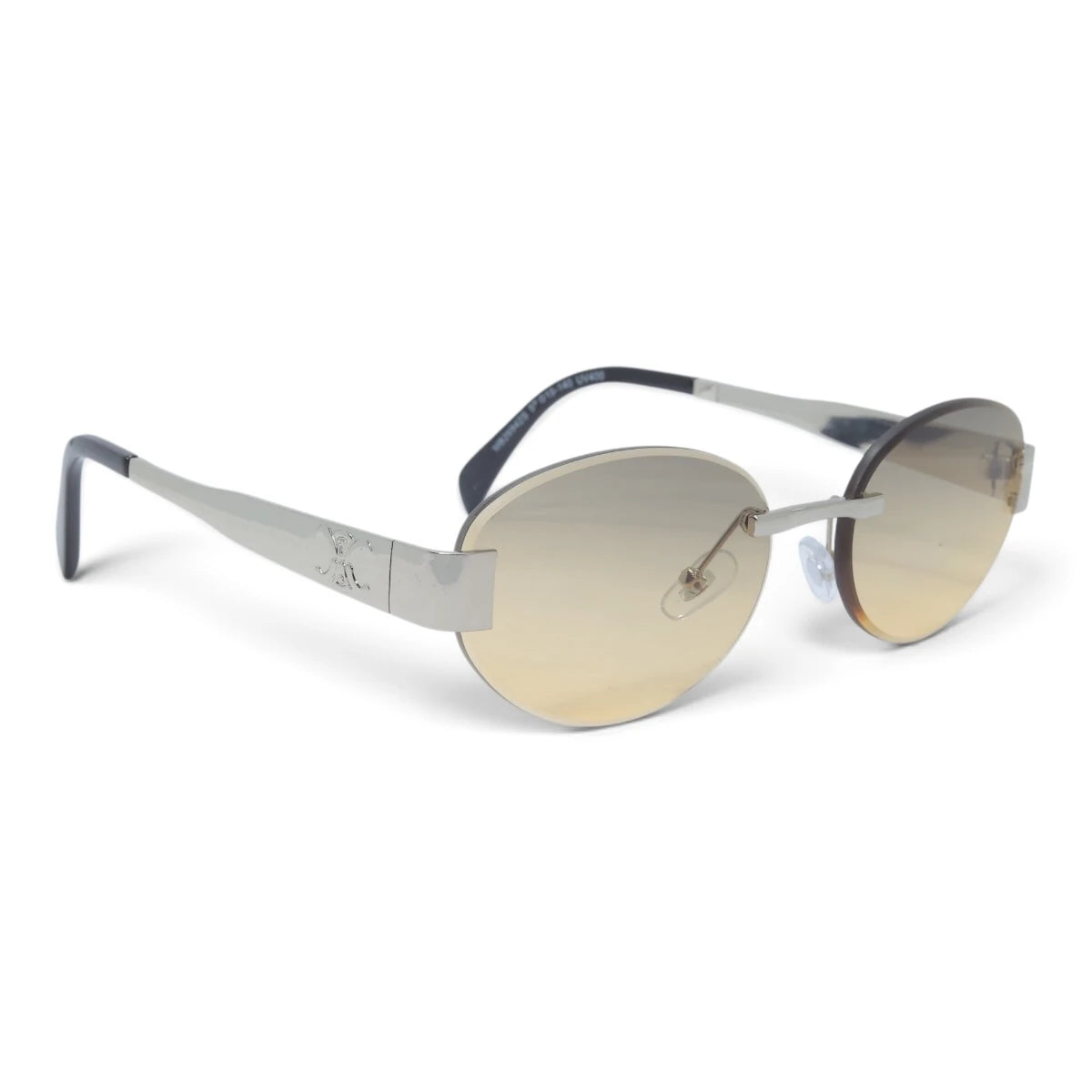 U&EYE The Celeste rimless oval sunglasses in Silver / Champagne Gradient — angled view