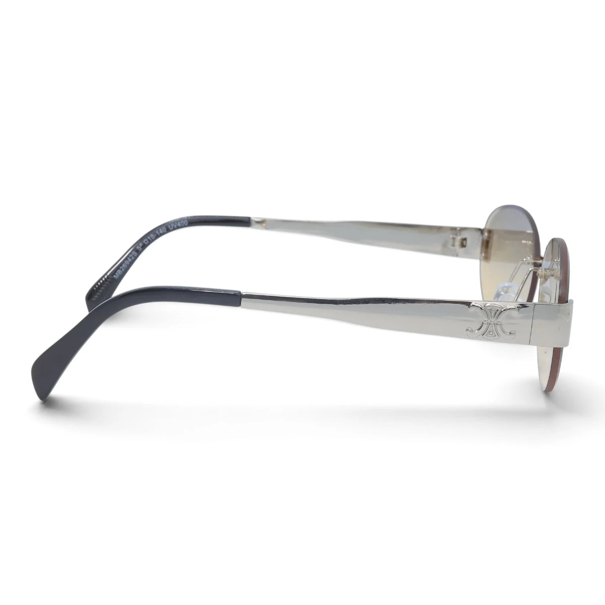 U&EYE The Celeste rimless oval sunglasses in Silver / Champagne Gradient — side view