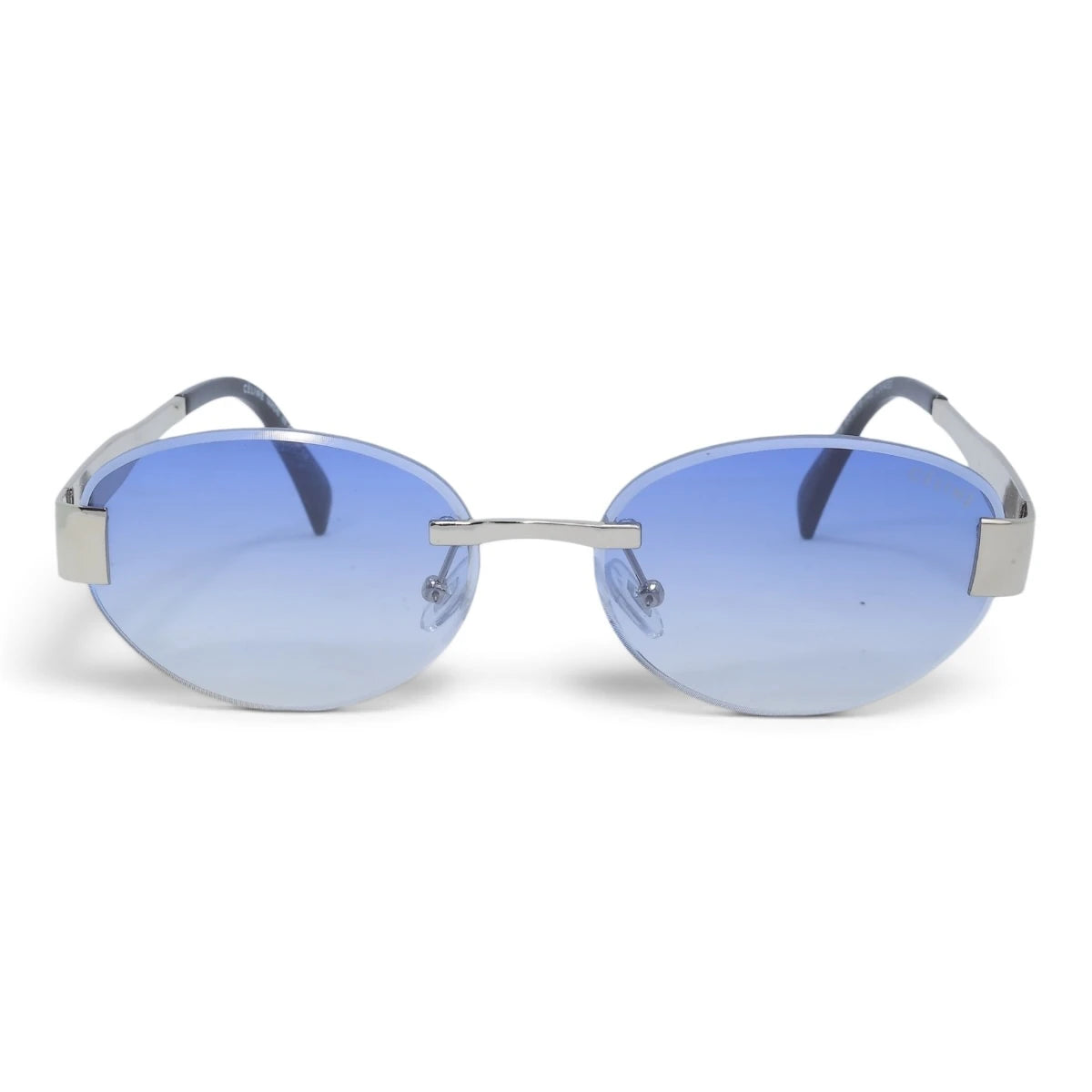 U&EYE The Celeste rimless oval sunglasses in Silver / Light Blue Gradient — front view