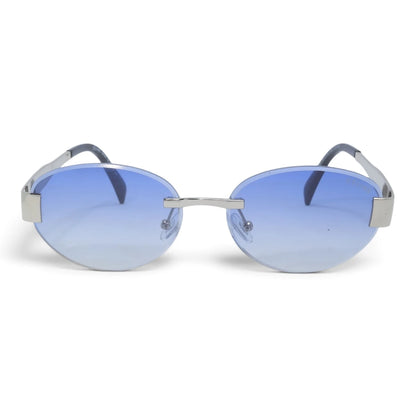 U&EYE The Celeste rimless oval sunglasses in Silver / Light Blue Gradient — front view