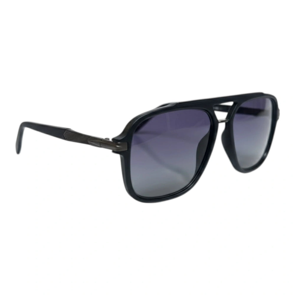 The ‘Commander’ Aviator Sunglasses | Black / Gradient Blue-Grey