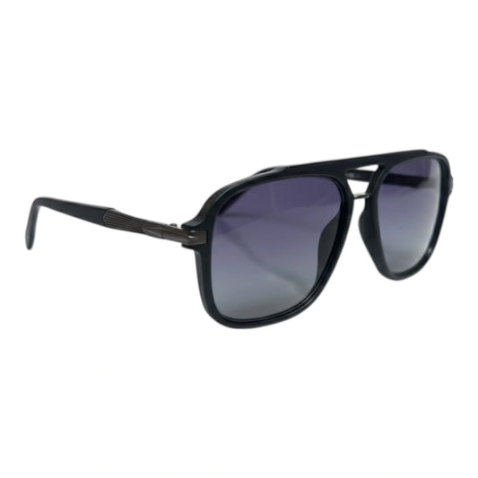 The ‘Commander’ Aviator Sunglasses | Black / Gradient Blue-Grey