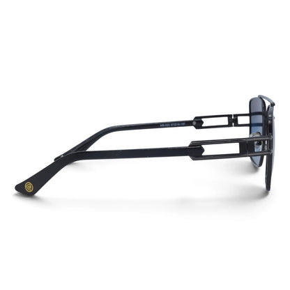 U&EYE The Crown flat-top rectangle sunglasses in Black / Blue Gradient — side view