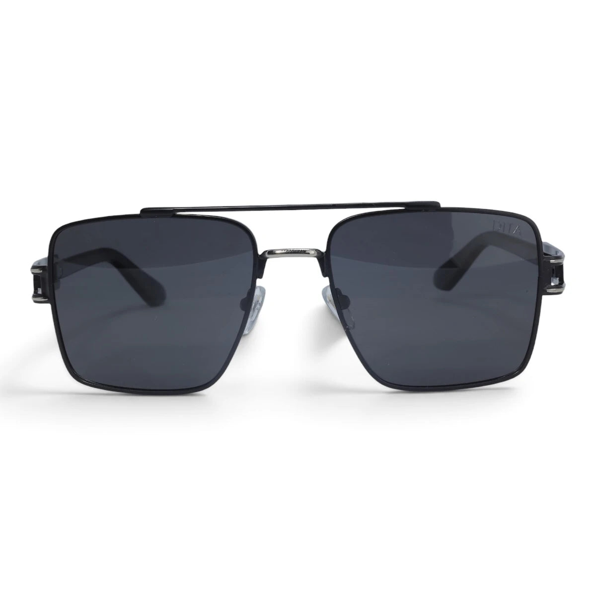 U&EYE The Crown flat-top rectangle sunglasses in Black / Dark Gray — front view