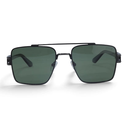 U&EYE The Crown flat-top rectangle sunglasses in Black / Green — front view
