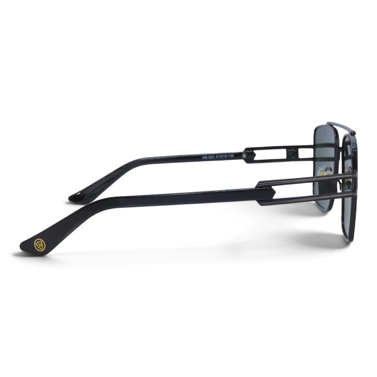 U&EYE The Crown flat-top rectangle sunglasses in Black / Green — side view