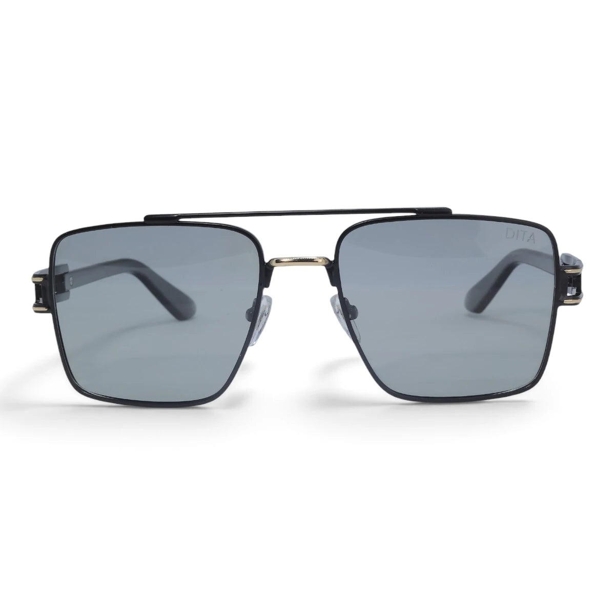 U&EYE The Crown flat-top rectangle sunglasses in Black-Silver / Gray — front view