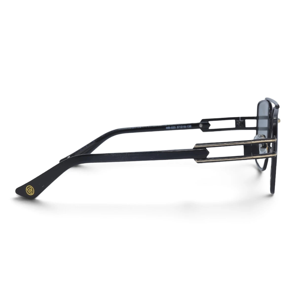 U&EYE The Crown flat-top rectangle sunglasses in Black-Silver / Gray — side view