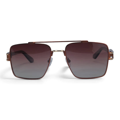 U&EYE The Crown flat-top rectangle sunglasses in Burgundy-Gold / Brown Gradient — front view