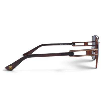 U&EYE The Crown flat-top rectangle sunglasses in Burgundy-Gold / Brown Gradient — side view