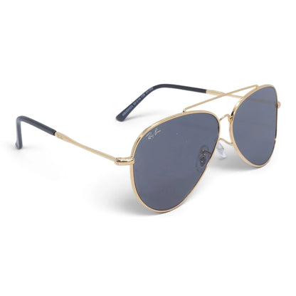 U&EYE The Darian classic aviator sunglasses in Gold / Dark Blue-Gray — angled view