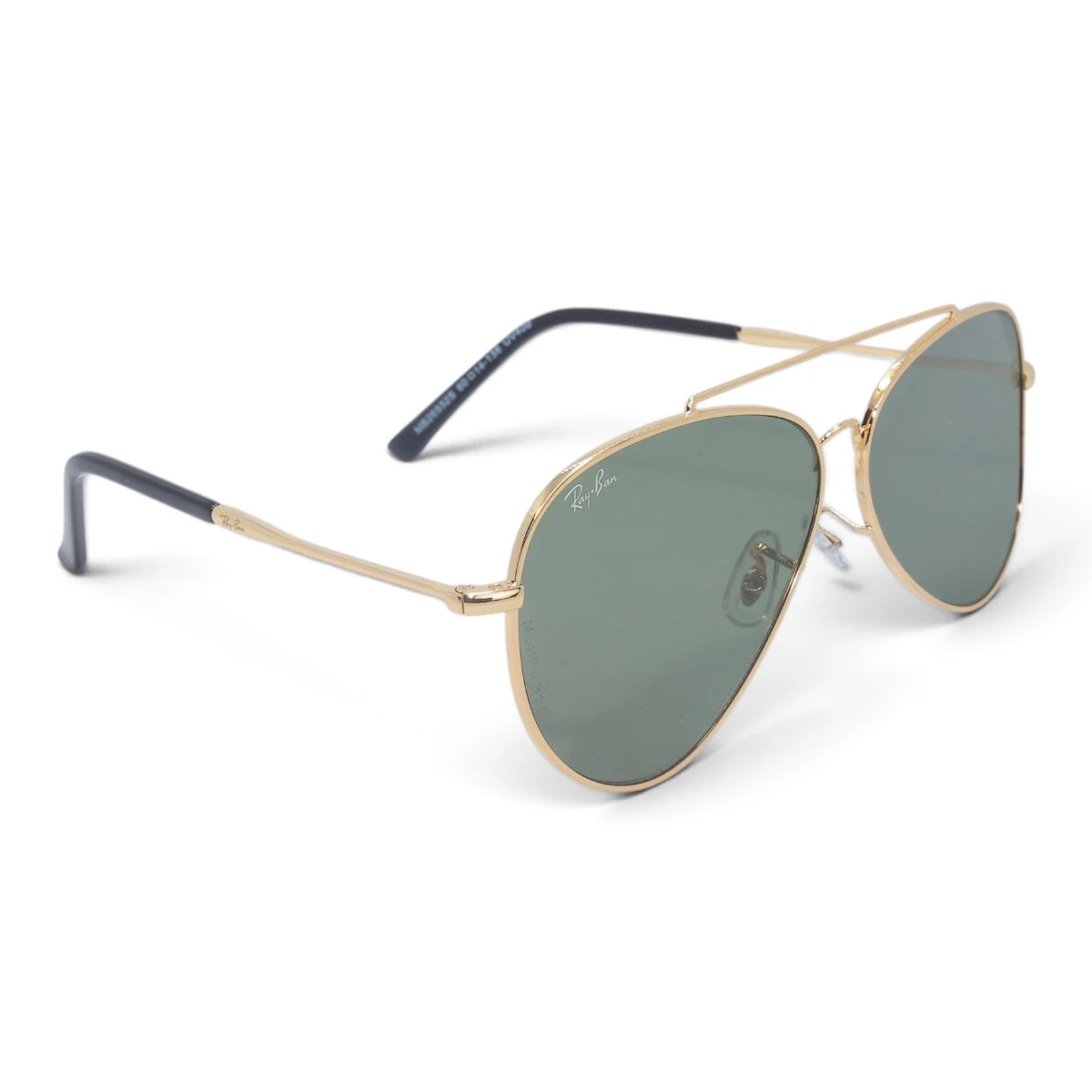 U&EYE The Darian classic aviator sunglasses in Gold / Green — angled view
