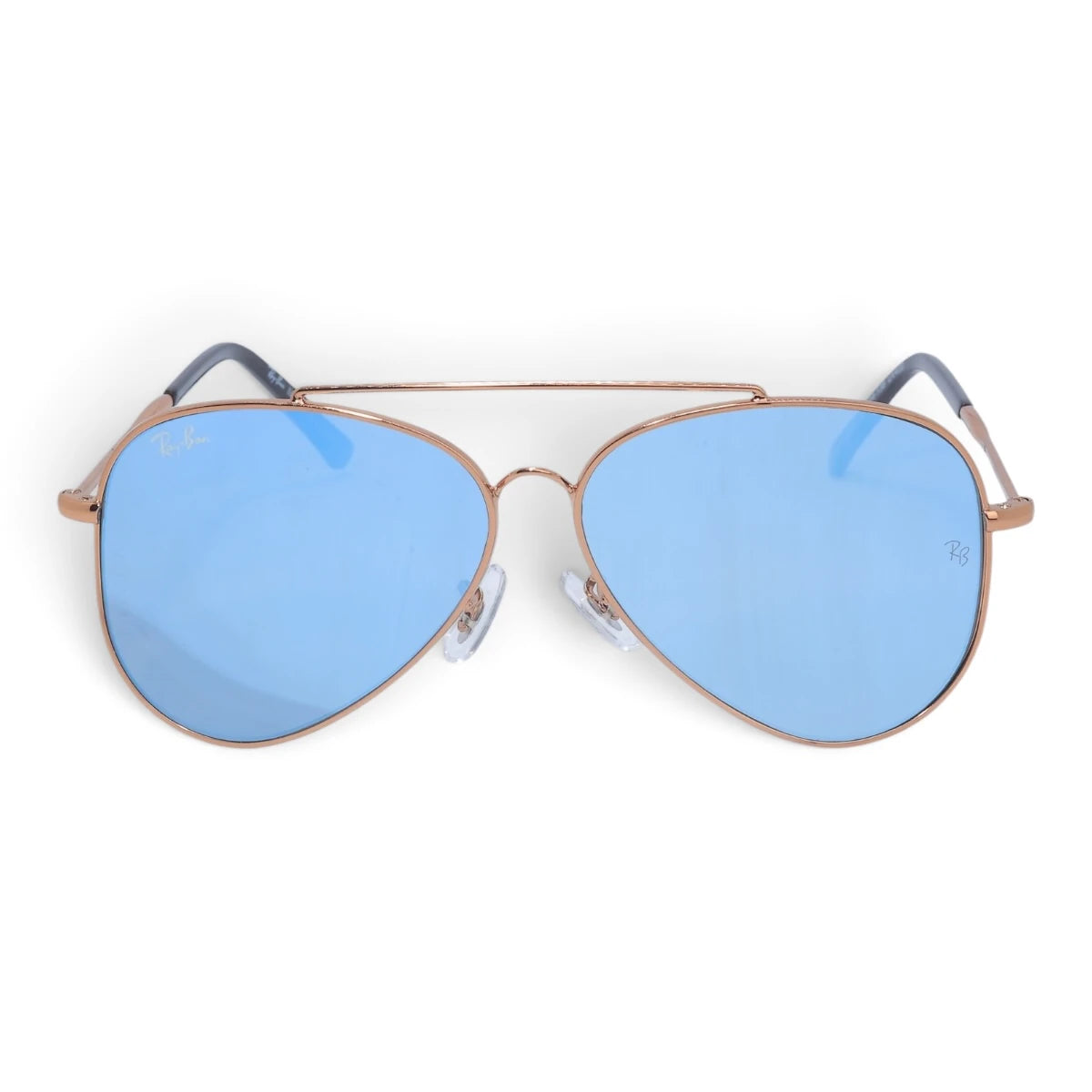 U&EYE The Darian classic aviator sunglasses in Rose Gold / Blue Mirror — front view