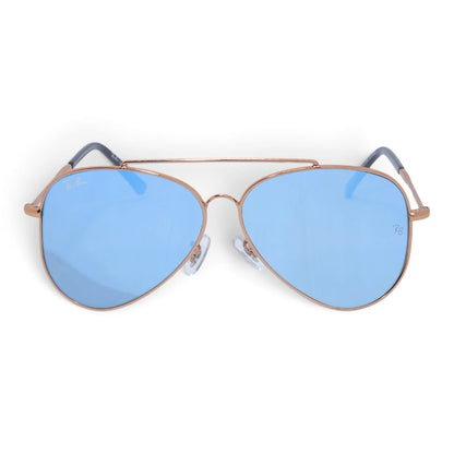 U&EYE The Darian classic aviator sunglasses in Rose Gold / Blue Mirror — front view