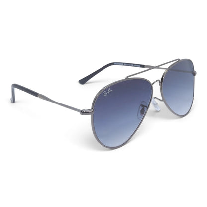 U&EYE The Darian classic aviator sunglasses in Silver / Blue-Gray Gradient — angled view