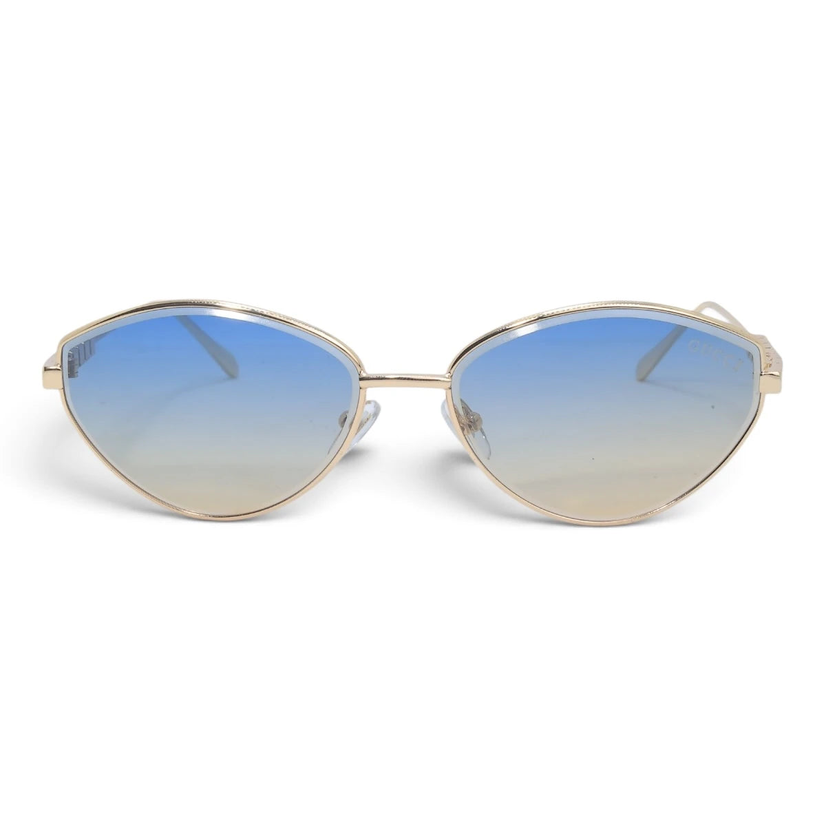 U&EYE The Elara soft cat-eye sunglasses in Gold / Blue-Gold Gradient — front view