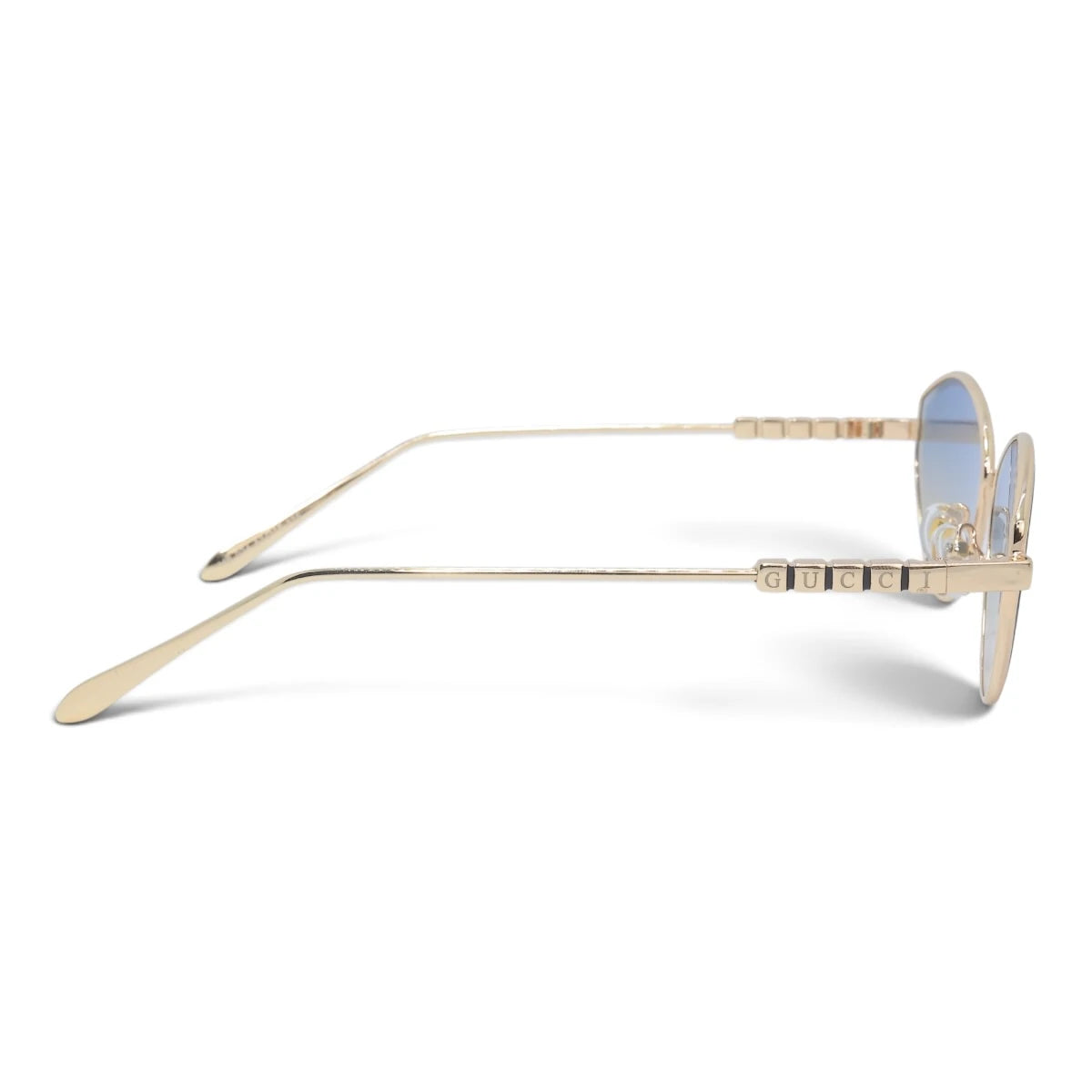 U&EYE The Elara soft cat-eye sunglasses in Gold / Blue-Gold Gradient — side view
