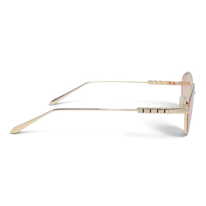 U&EYE The Elara soft cat-eye sunglasses in Gold / Peach Rose — side view