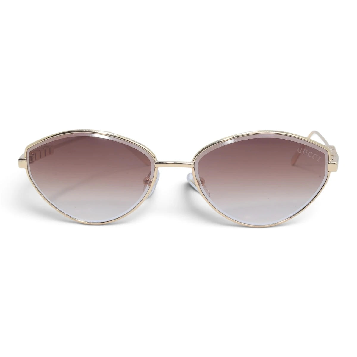 U&EYE The Elara soft cat-eye sunglasses in Gold / Rose-Brown Gradient — front view