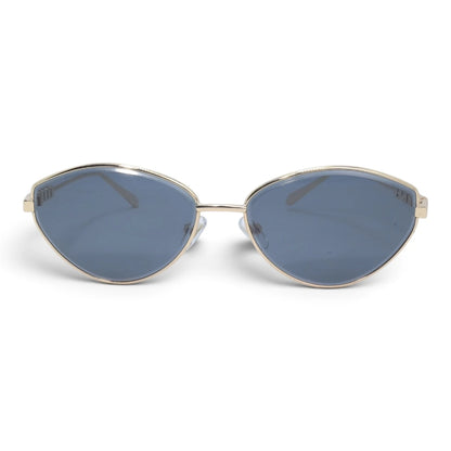 U&EYE The Elara soft cat-eye sunglasses in Gold / Slate Blue — front view