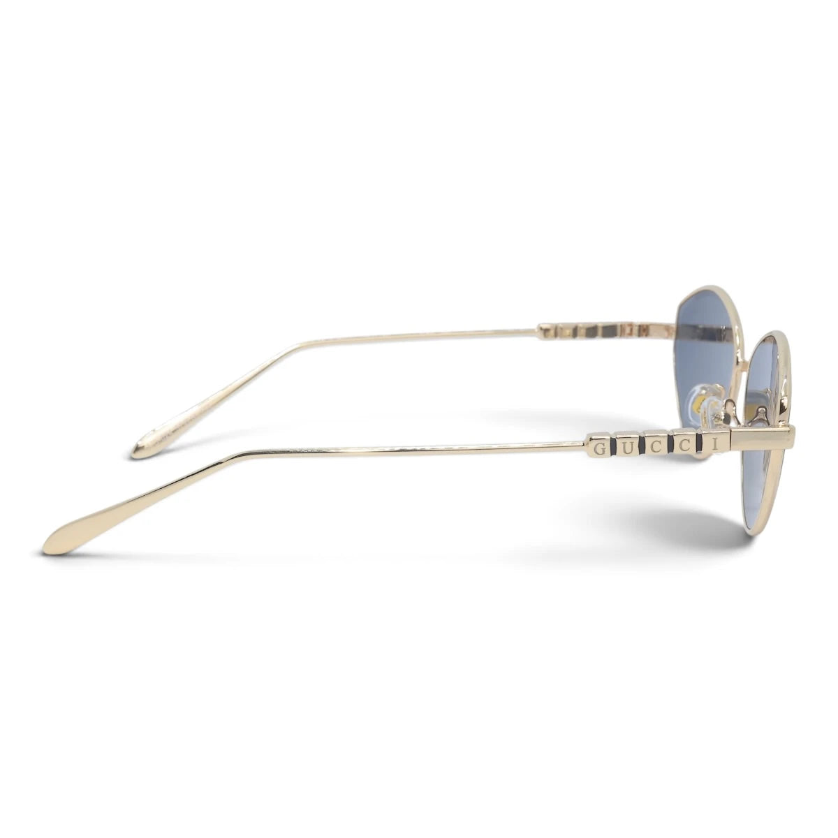 U&EYE The Elara soft cat-eye sunglasses in Gold / Slate Blue — side view