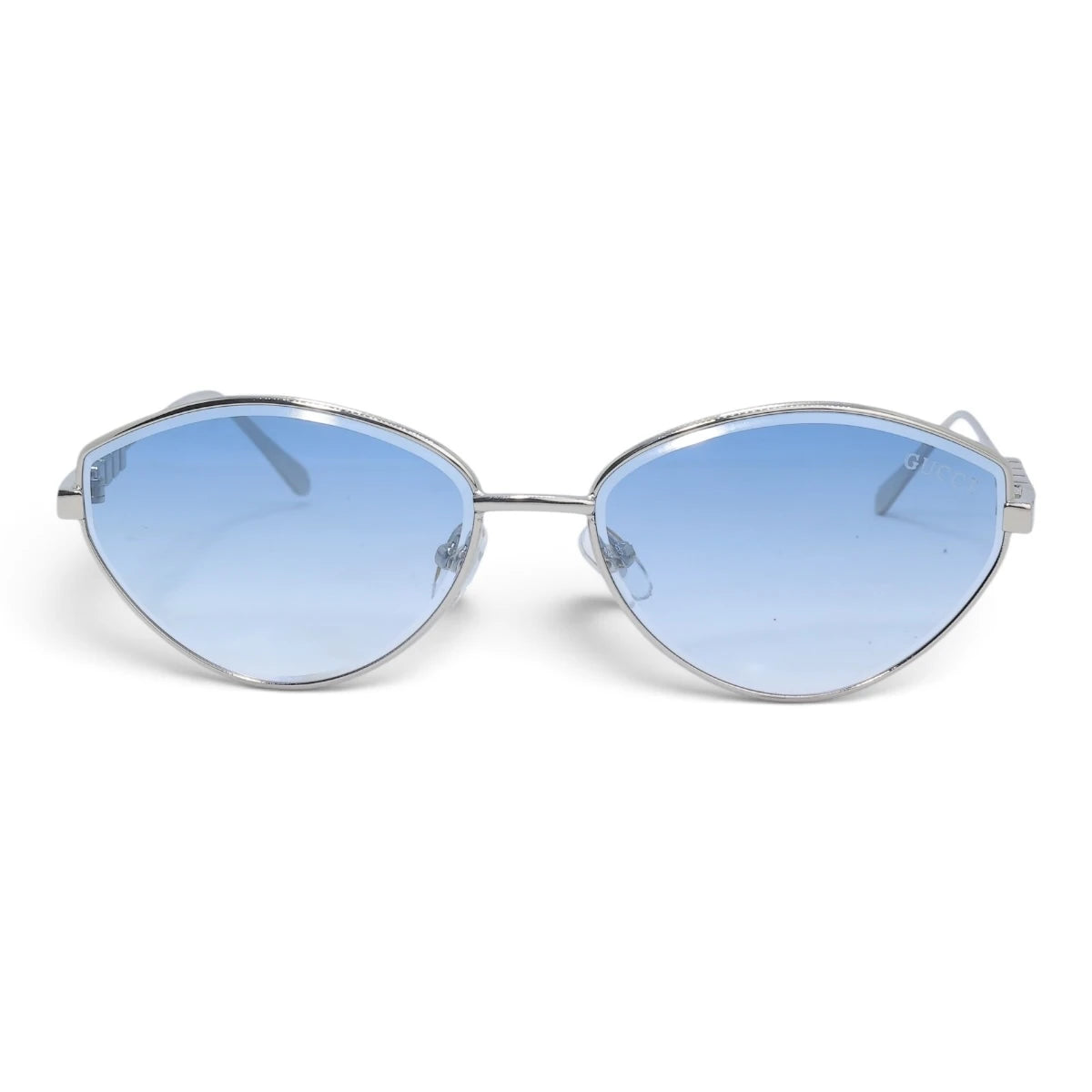 U&EYE The Elara soft cat-eye sunglasses in Silver / Light Blue Gradient — front view