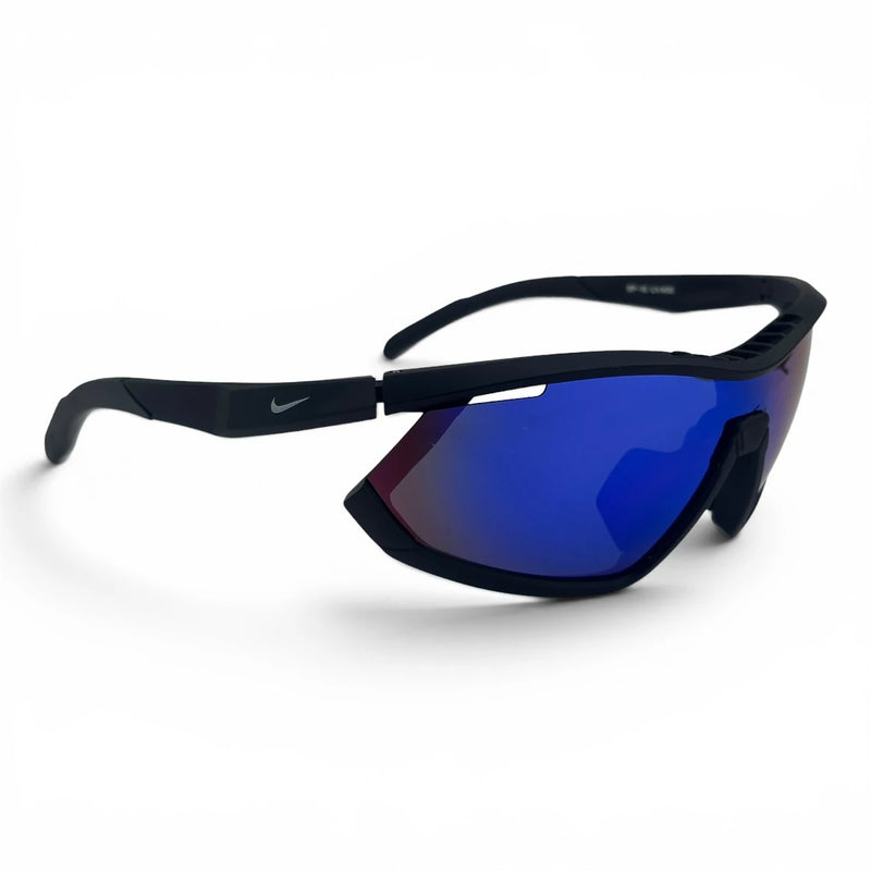 The ‘Glide’ Sport Shield Sunglasses | Black Blue Purple Mirror