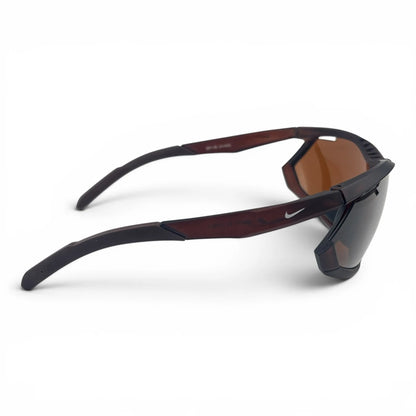 The Glide Sport Shield sunglasses in Brown with Brown lenses, side profile view