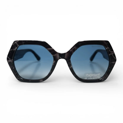The ‘Icon’ Geometric Sunglasses | Black Marble / Blue | Polarized
