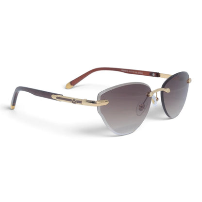 U&EYE The Ilyra rimless geometric sunglasses in Gold / Brown Gradient — angled view