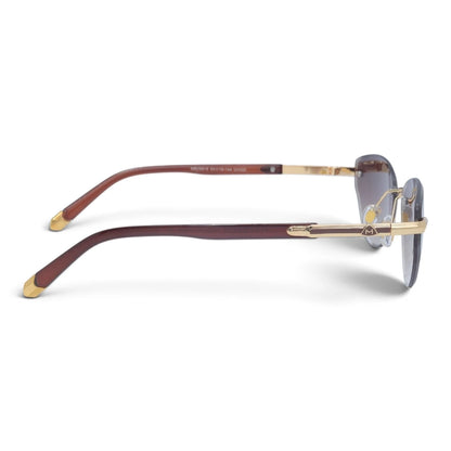 U&EYE The Ilyra rimless geometric sunglasses in Gold / Brown Gradient — side view