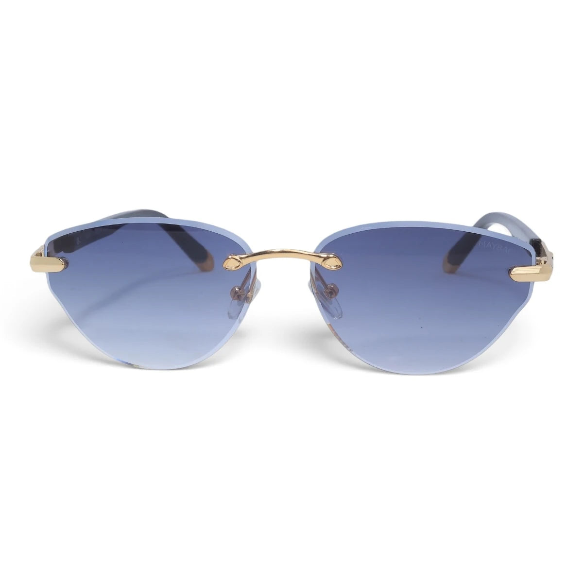 U&EYE The Ilyra rimless geometric sunglasses in Gold / Lavender-Blue Gradient — front view